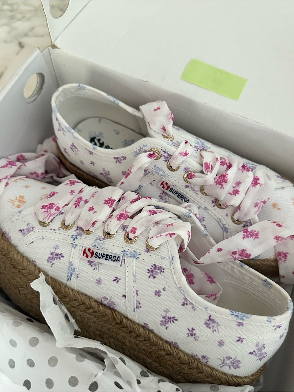 Superga White Canvas Sneakers with Pink & Purple Floral Print